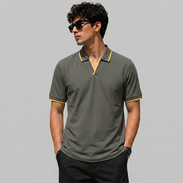 Charcoal V-Neck Polo