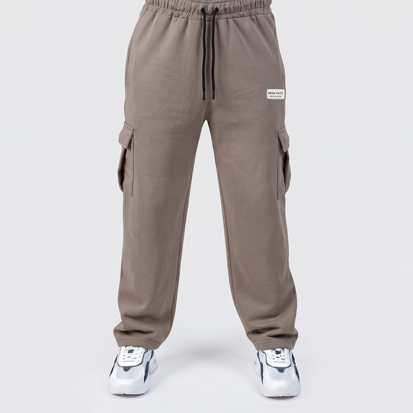Brown Cotton Interlock Cargo Trouser