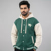 Green & White Baseball Snap Hoodie
