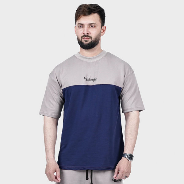 Grey and Navy Side Panel T Shirt