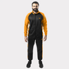 Mustard and Black Tracksuit With Three White Stripes