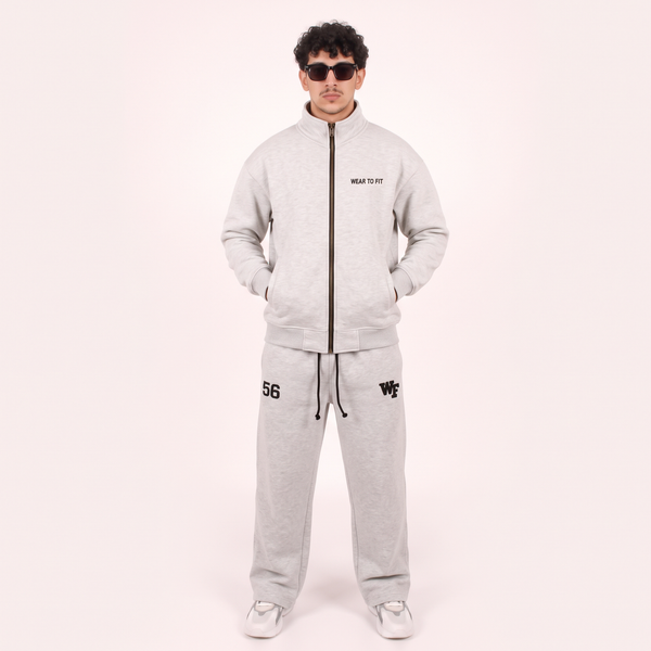 Classic Mock Neck Tracksuit – Heather Grey