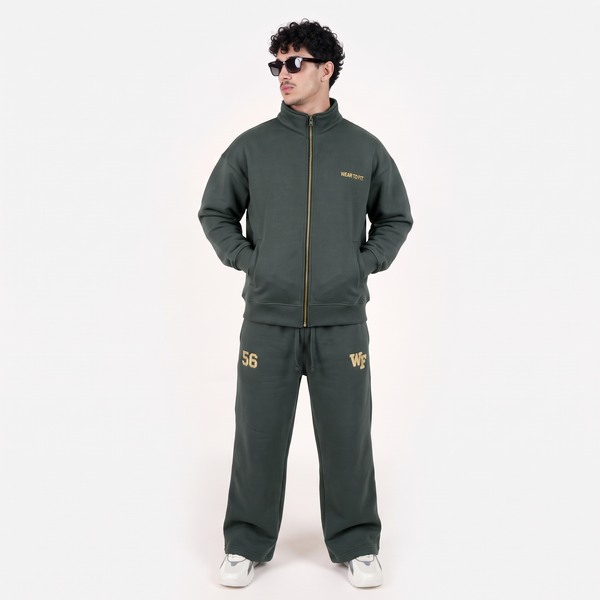 Classic Mock Neck Tracksuit – Forest Green