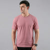 Pink Ribbed Crew Neck T shirt.