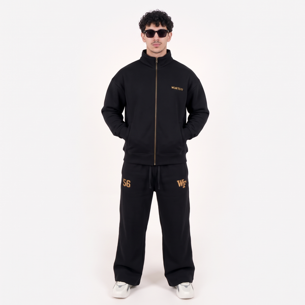 Classic Mock Neck Tracksuit – Black