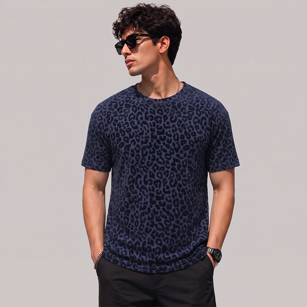 Blue Leopard Print T-shirt