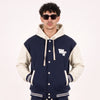 Navy Cream Varsity Snap Hoodie