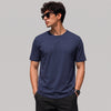 Navy Plain 4 Way Stretch Cotton Tshirt