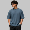 Steel Blue Boxy Fit Pique Interlock Shirt
