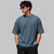 Steel Blue Boxy Fit Pique Interlock Shirt