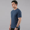 Navy Blue Ribbed Crew Neck T shirt