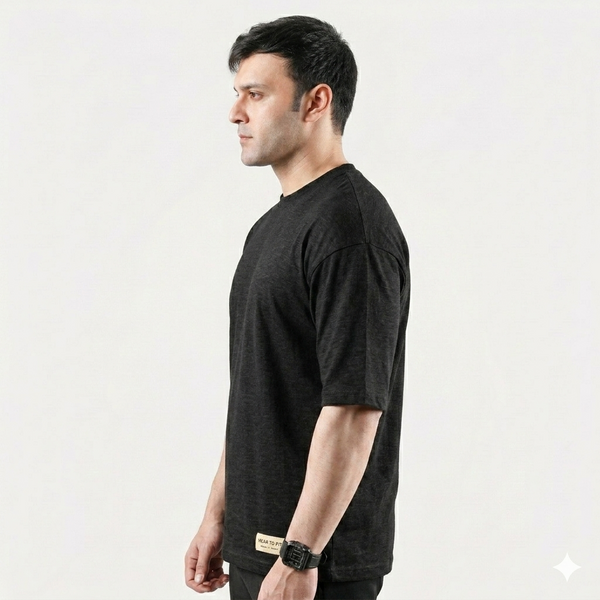 Black Cotton Interlock Tshirt
