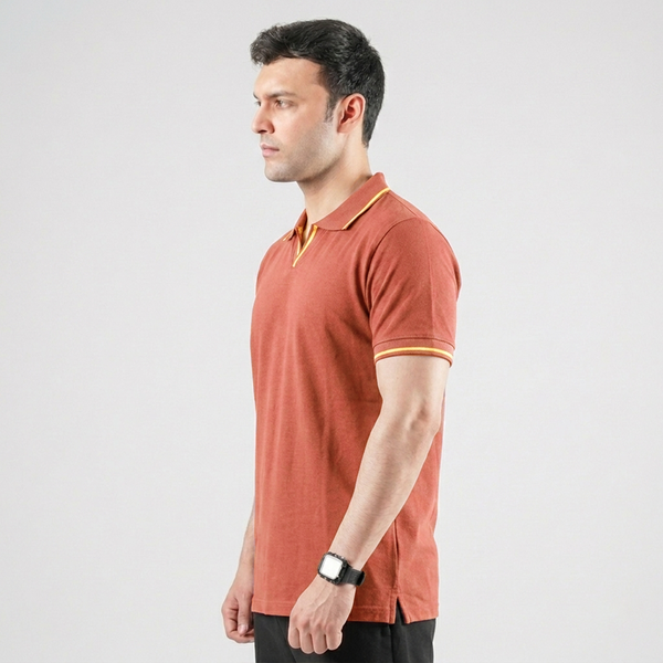 Orange V-Neck Polo