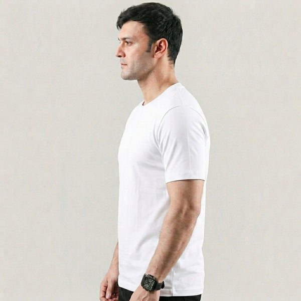 White Plain Lycra Cotton Tshirt