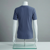 Navy Blue Ribbed Crew Neck T shirt