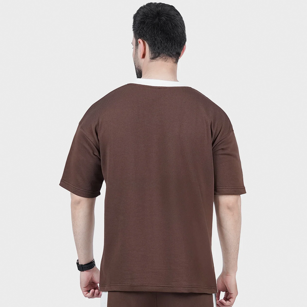Brown and White Side Panel T Shirt