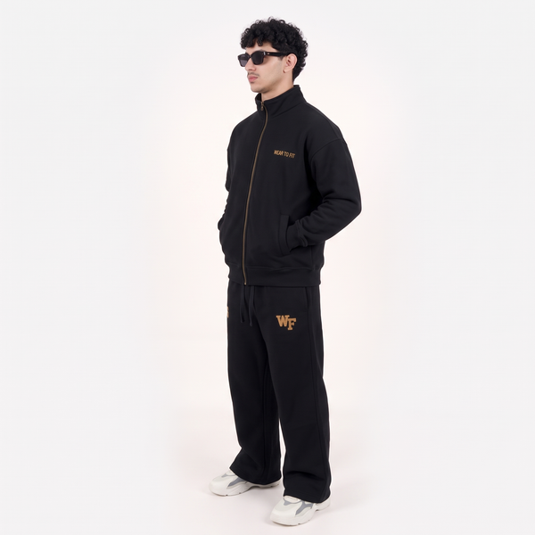 Classic Mock Neck Tracksuit – Black