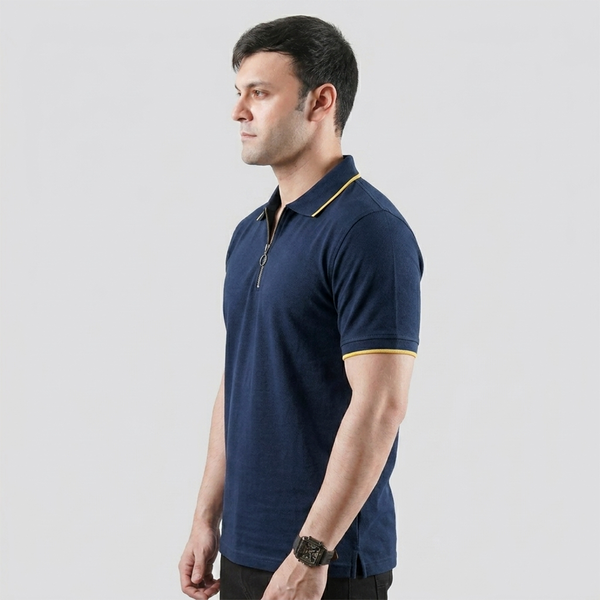 Navy Zip-up Polo