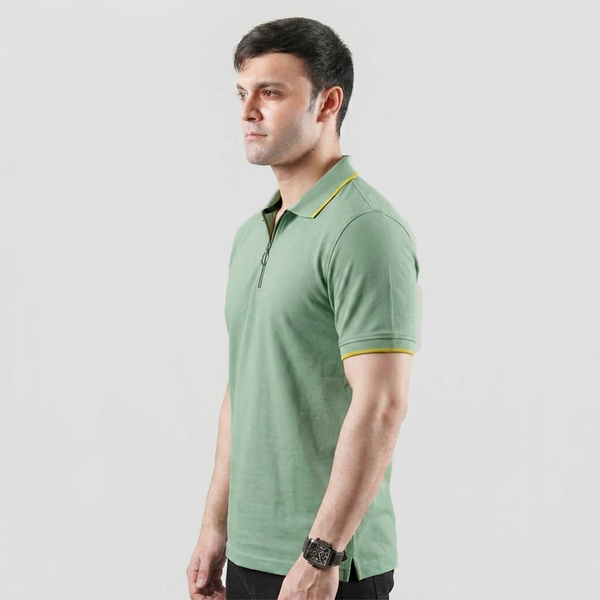 Sea Green Zip-up Polo