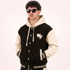 Black Cream Varsity Snap Hoodie