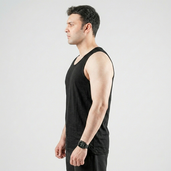 Jet Black Cotton Sando