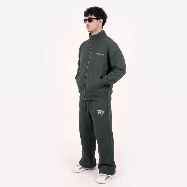 Classic Mock Neck Tracksuit – Forest Green