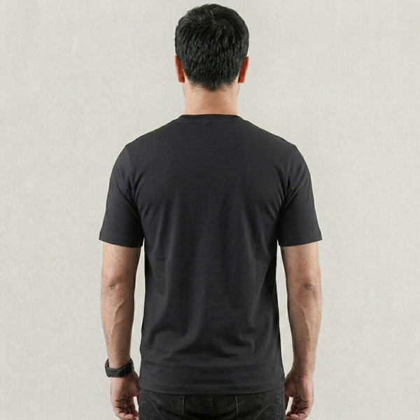 Black Plain Lycra Cotton Tshirt