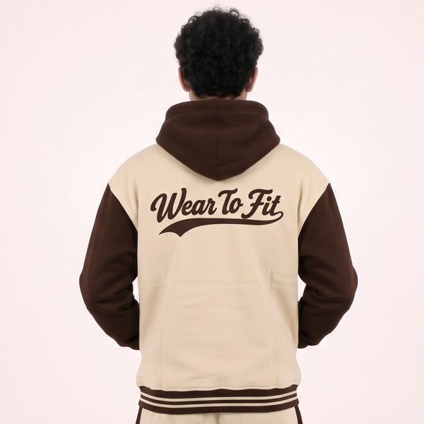 Creamy Mocha Varsity Snap Hoodie