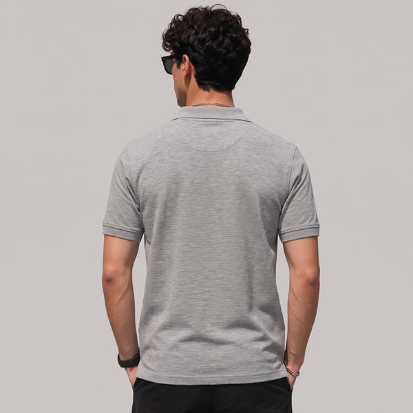 Grey V-Neck Polo