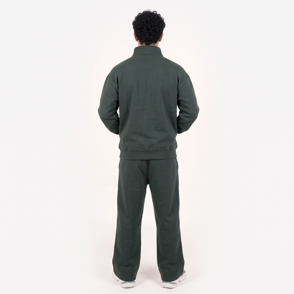 Classic Mock Neck Tracksuit – Forest Green