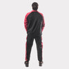 Black and Maroon Tracksuit With Three White Stripes