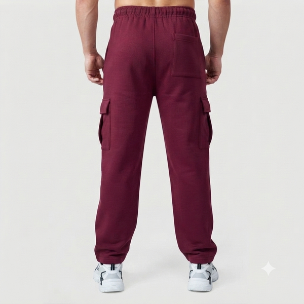 Maroon Interlock Cargo Trouser