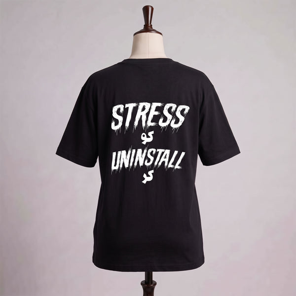 Stress Uninstall Graphic Black Tshirt