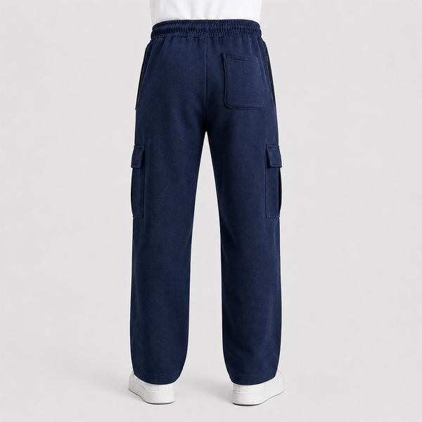 Pure Cotton Navy Blue Cargo Trousers