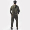Olive Green Tracksuit With Three White Stripes