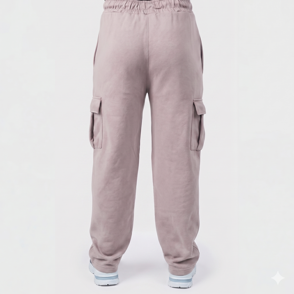 Tea Pink Cotton Interlock Cargo Trouser