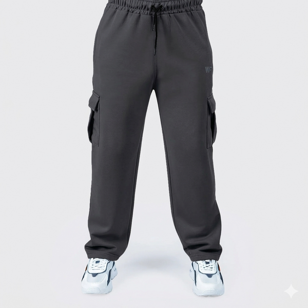 Charcoal Cotton Cotton Interlock Cargo Trouser