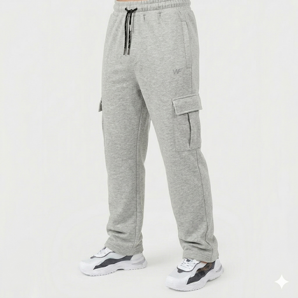 Grey Cotton Interlock Cargo Trouser