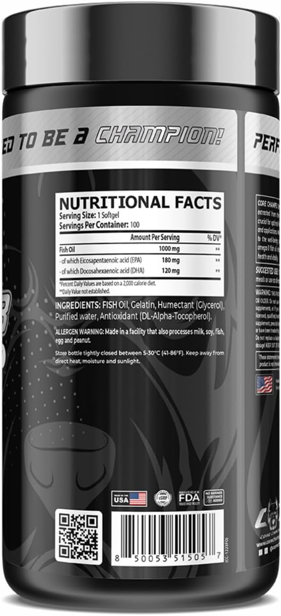 Core Champs Omega-3 Fish Oil 100mg 100 Softgels