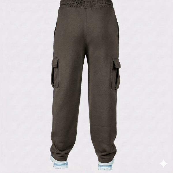Brown Cotton Interlock Cargo Trouser