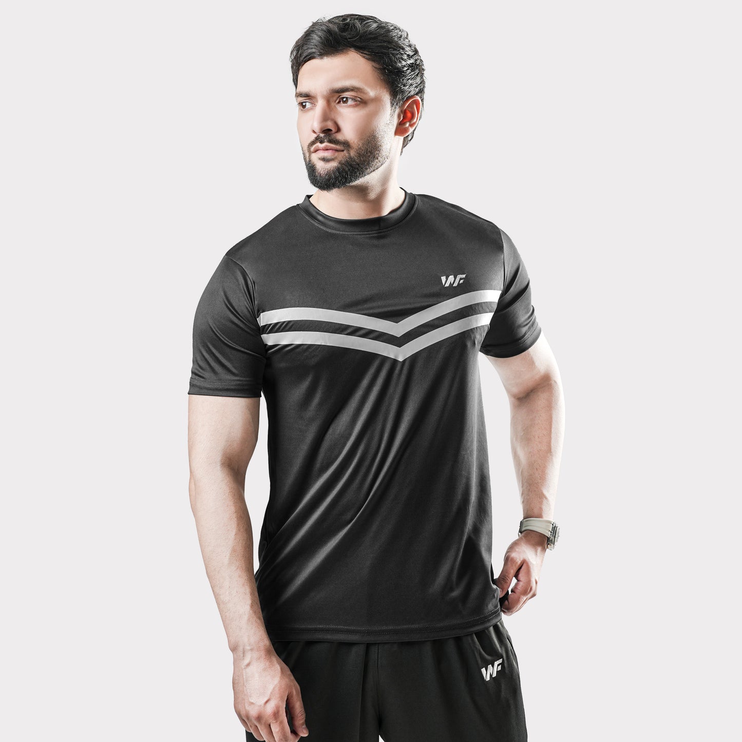 Front Stripes Black Tracksuit