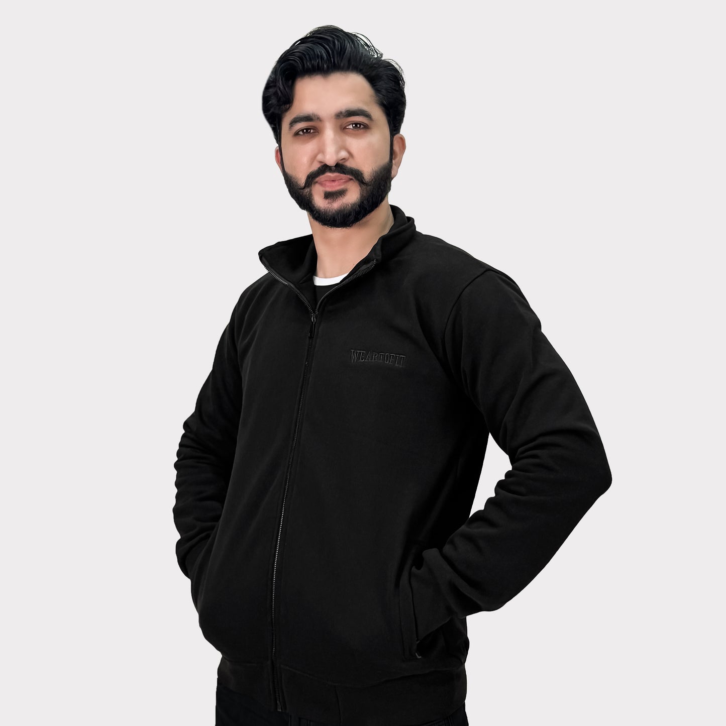 Unisex Black Full Zipper