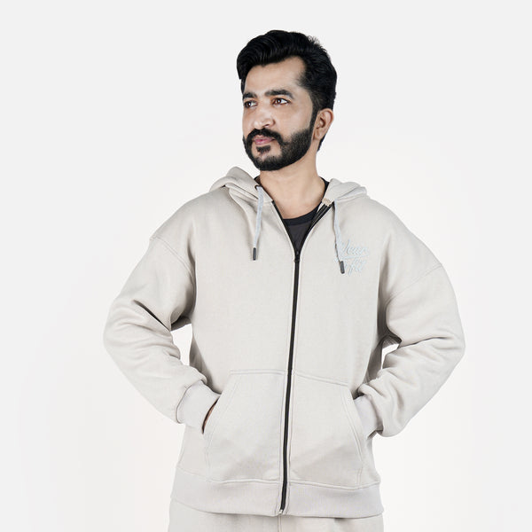 Unisex Silver Gray full zipper Hoodie