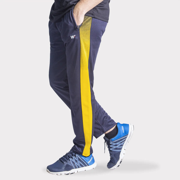 Navy Quick Dry Bottoms with Mustard Mesh Panel Trouser