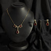 Necklace and Earrings Set with red stone