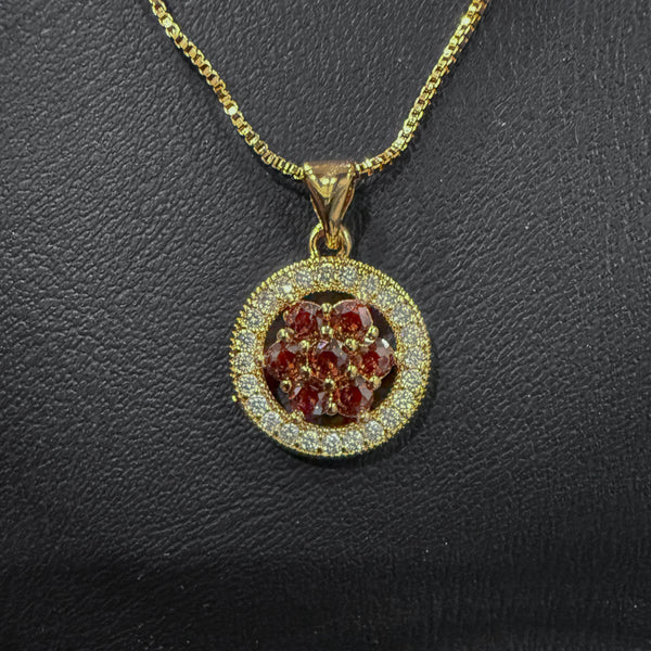Gold Neklace With Central Colored Gemstones