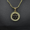 Gold Necklace With Central Black Gemstones