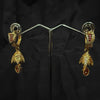 Gold & Red Dangle Jhumka Earrings