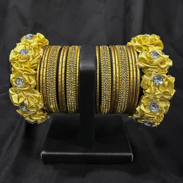 Yellow Floral Silk Thread Bangles