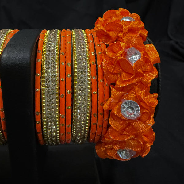 Orange Floral Silk Thread Bangles